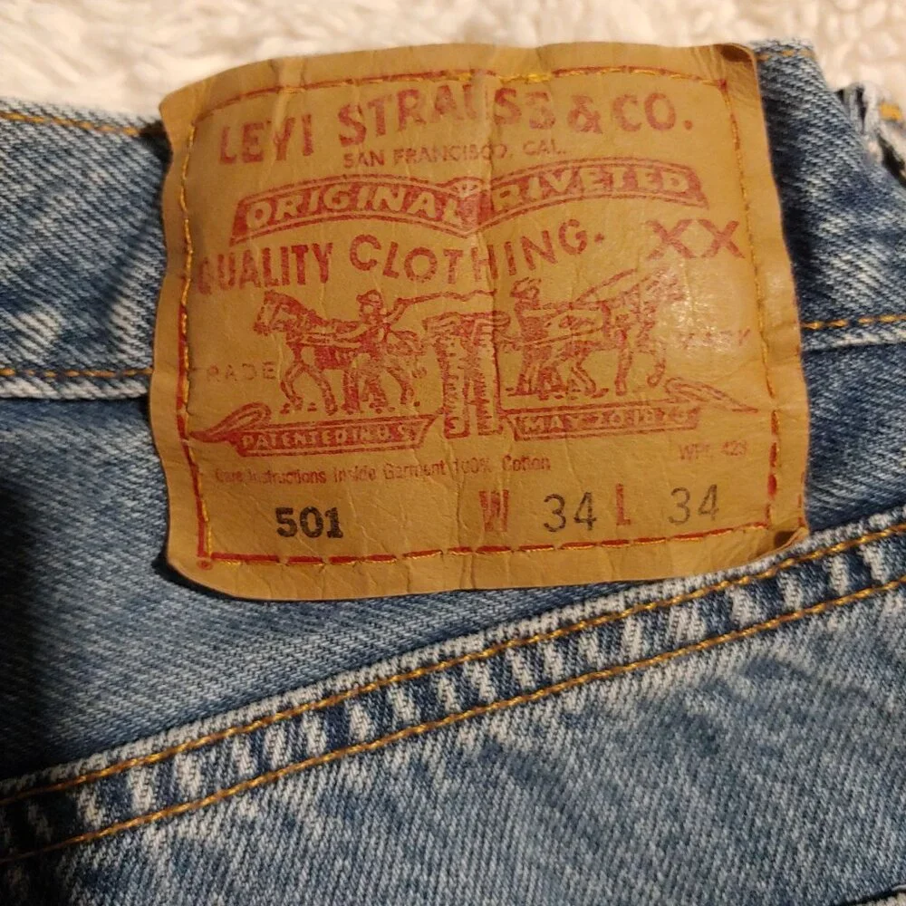Levi's 501 Straight Leg Button Fly Denim Jeans 34x34